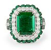 18k White Gold 5.57ct Emerald Diamond Ring