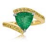 18k Gold 1.89ct Emerald Yellow Diamond RIng