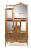 French Art Nouveau Style Mirrored Vitrine Cabinet