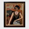 Annik La Page(b. 1943): Portrait of a Woman with a Cat