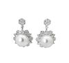 18k Over 3.00 TCW Diamond & Pearl Drop Dangle Earrings