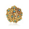 Tiffany & Co. 18K Gold Turquoise Pin