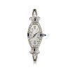 Art Deco Platinum Stainless Steel Diamond and Synthetic Sapphire Ladies Dress Watch