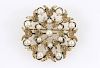 Ladies 14k Yellow Gold & Cultured Pearl Brooch