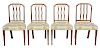 Set Four Sheraton Style Inlaid Mahogany Chairs