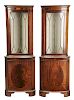 Pair Chippendale Style Mahogany Corner Cabinets