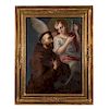 MIGUEL CABRERA (MEXICO, 1715 / 1720*-1768). SAINT FRANCIS OF ASSISI WITH THE ANGEL OF THE FLASK. 