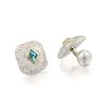 A Pair of 18K and Silver Blue Topaz Cufflinks