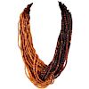 Large Amber and Horn Torsade Necklace