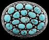 A GOOD NAVAJO TURQUOISE CLUSTER SILVER BELT BUCKLE