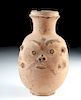 Rare Egyptian Terracotta Flask - Face of God Bes
