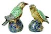 Pair of 20th C. Glazed Stoneware Bird Figures