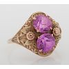 10 Karat Gold Synthetic Pink Sapphire Ring