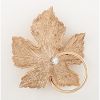 14 Karat Yellow Gold Diamond Leaf Brooch