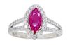 Marquise Cut Ruby and Diamond Halo Style Ring