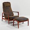 Folke Olsen for Dux Reclining Teak Lounge Chair and Ottoman