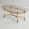 LeBurge Brass and Glass Oval Cocktail Table