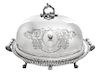 A Victorian Silver-Plate Cloche and Well-and-Tree Platter, J. Pyke, London, Late 19th Century, the cloche with a branch-form han