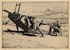 Marin Lewis - Beaching the Boat - Original, Signed Drypoint