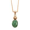 A Ladies Jade Pendant with Bar Chain in 14K Gold