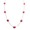 A Ladies Ruby Station Necklace in 14K Gold