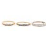 A Trio of Ladies Diamond Bands in Gold