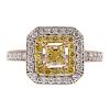 A Ladies 14K Yellow and White Diamond Ring
