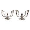 Pair Georg Jensen style silver 4-light candelabra