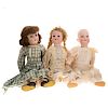 Three German bisque and composition dolls