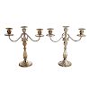 Pair of weighted sterling 3-light candelabra