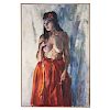 John Sutton. Female Nude with Red Skirt, oil