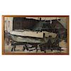 20th c. Artist Unknown. Boat at Drydock, oil