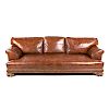 Continental leather upholstered sofa