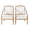 Pair George III gilt wood upholstered fauteuils