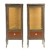 Pr. Louis XV style painted brass mounted vitrines