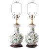 Pair Chinese Export Famille Rose vase lamps