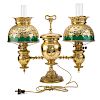 Victorian brass double student lamp