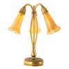Tiffany gilt bronze three light lily lamp