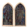 Two religious themed leaded glass windows