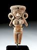 Michoacan Pottery Pretty Lady Figure w/ Huge Ear Spools