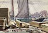Gordon Grant - The Lumber Wharf - Original, Signed Watercolor