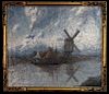 Dutch Windmill Oil On Canvas Painting Moortgat Achilles