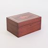 Asprey Brass and Fruitwood Inlay Mahogany Gaming Box, of Recent Manufacture