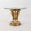French Gilt-Brass and Glass Tazza with Addorsed Crane Stem