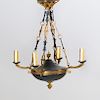 Neoclassical Style Gilt-Metal Mounted Painted Tin Four-Light Chandelier