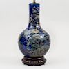 Chinese Blue Ground Porcelain Bottle Vase Mounted as a Lamp