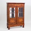 Dutch Neoclassical Mahogany and Fruitwood Floral Marquetry Bookcase