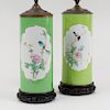 Chinese Apple Green Ground Porcelain Vases Mounted as Lamps