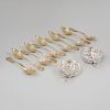 Set of Eleven Silver French Gilt Fruit Spoons and a Wine Tasters