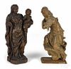 Continental carved figure of a woman, 19th c., 12'' h., together with a carved religious figure of a